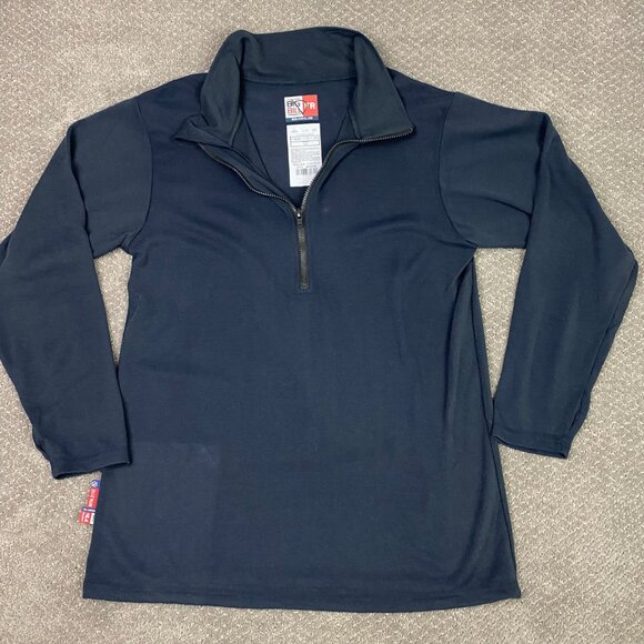 Big Bill FR 1/4 Zip Grid Fleece Pullover Men's Large Navy Quarter 16.4 Arc Rated - Picture 4 of 13